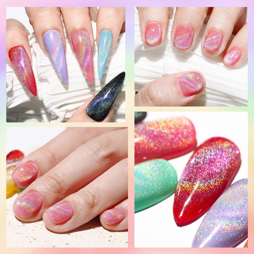 Major Dijit salon display shows gel nails with color-changing luster