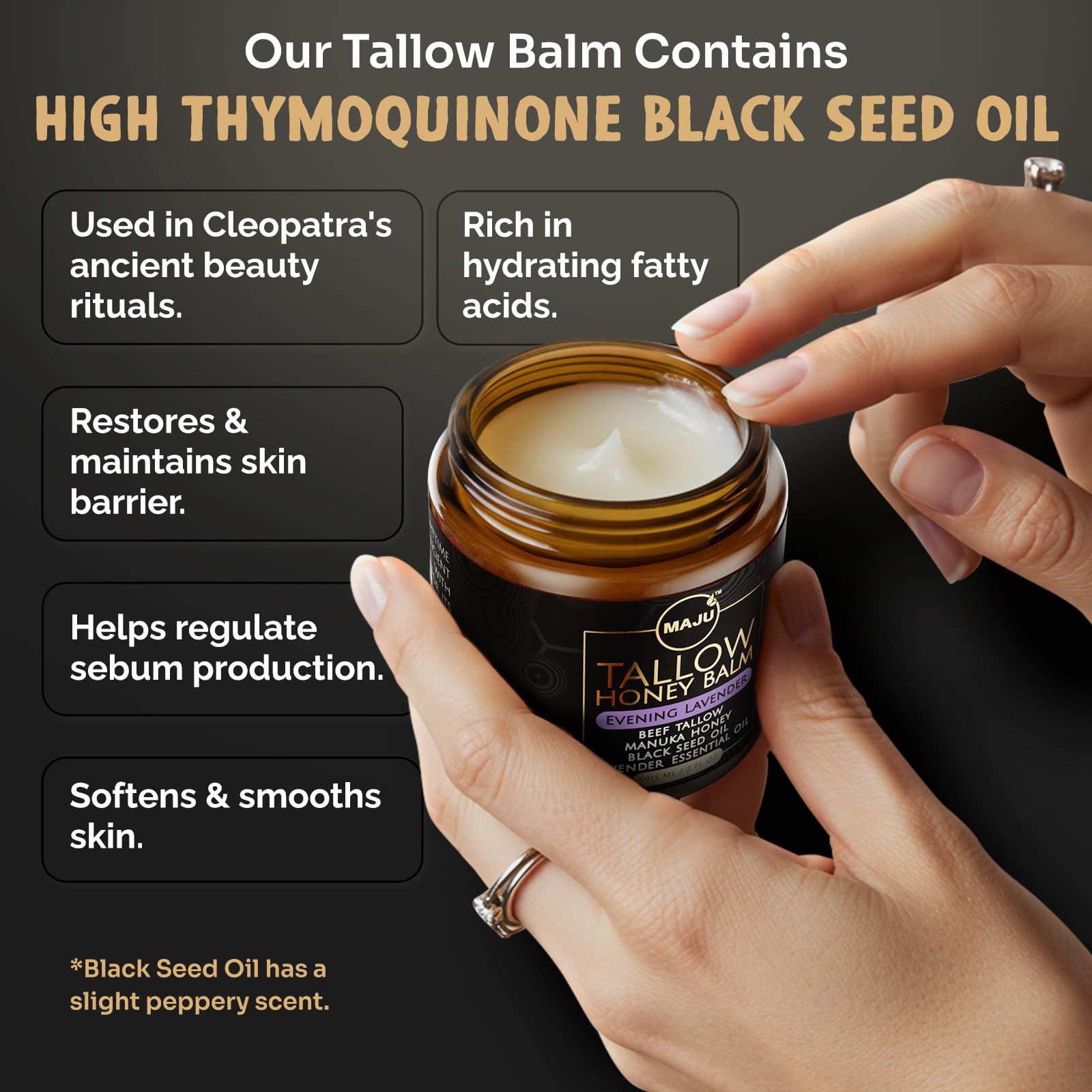 Organic beeswax palette in MAJU balm suggests barrier support