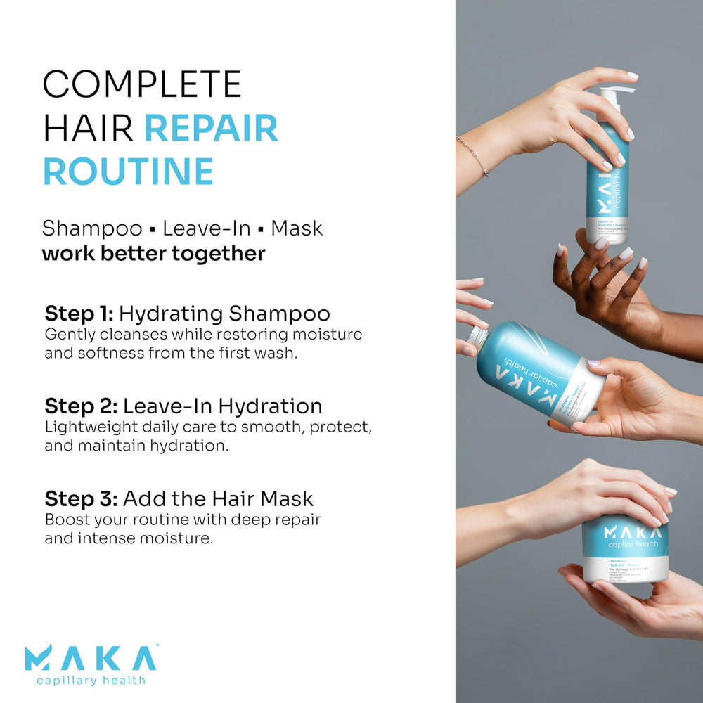 Maka Capilar Health moisturizing shampoo suds-foam indicates creamy lather for easy washing.