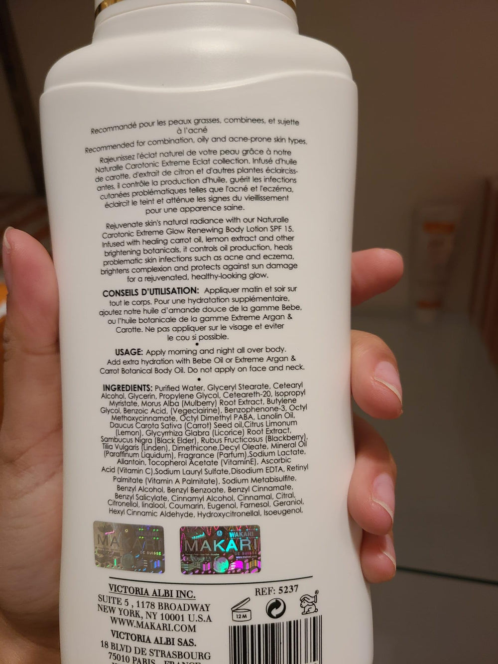 MAKARI Carotonic Extreme bathroom setup shows everyday use in routine