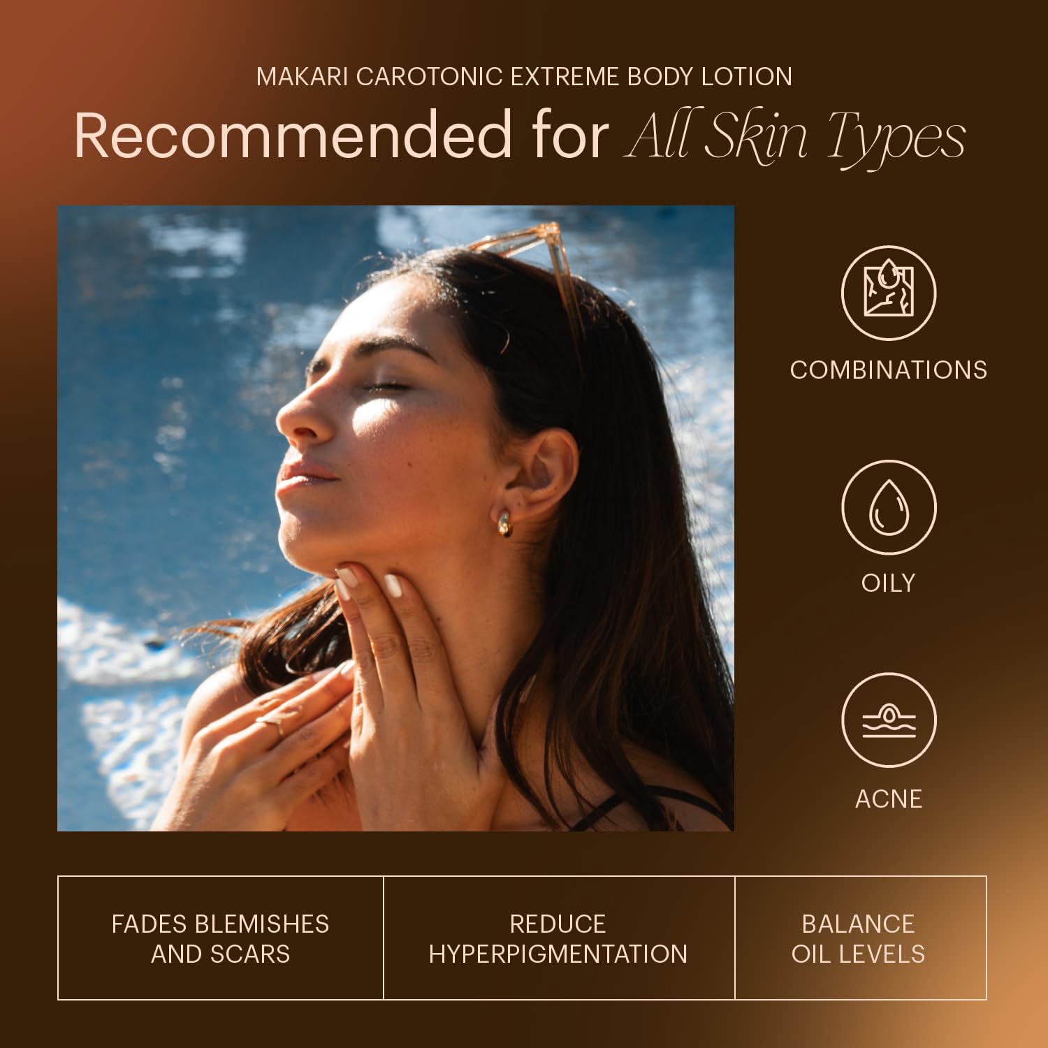 MAKARI Carotonic Extreme skin glow closeup suggests refreshed, radiant look