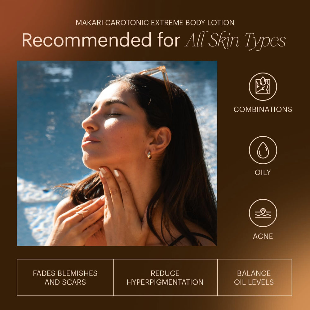 MAKARI Carotonic Extreme skin glow closeup suggests refreshed, radiant look