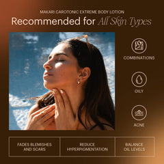 MAKARI Carotonic Extreme skin glow closeup suggests refreshed, radiant look
