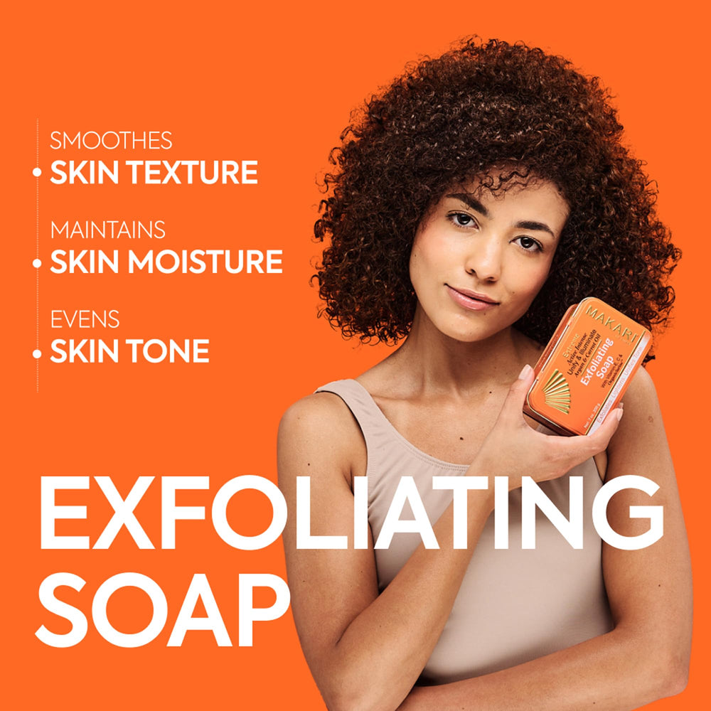 MAKARI exfoliating bar lather close-up emphasizing gentle surface removal