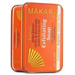 MAKARI Extreme Active Argan & Carrot Oil Exfoliating Soap 7oz pack shot highlights radiant cleanse