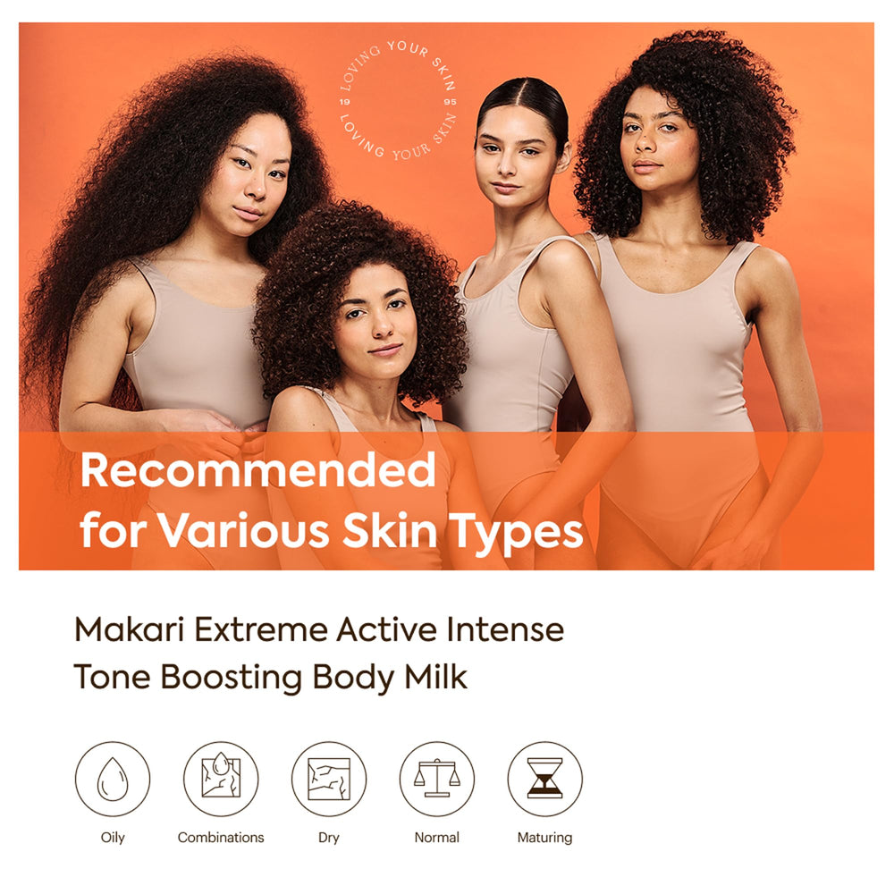 MAKARI body milk swatch on arm suggests hydration and even tone