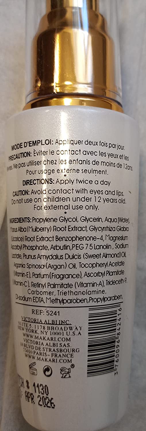 Makari Naturalle serum SPF15 label on packaging.