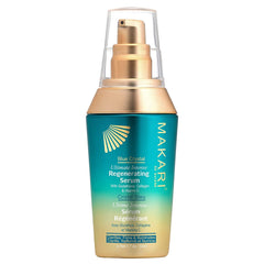 Makari Ultimate Blue Crystal Serum bottle on white surface for radiant skin