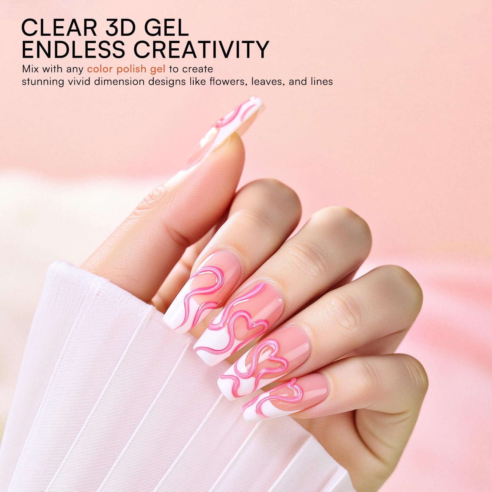 Makartt 3D design precision lines with clear gel for delicate art.