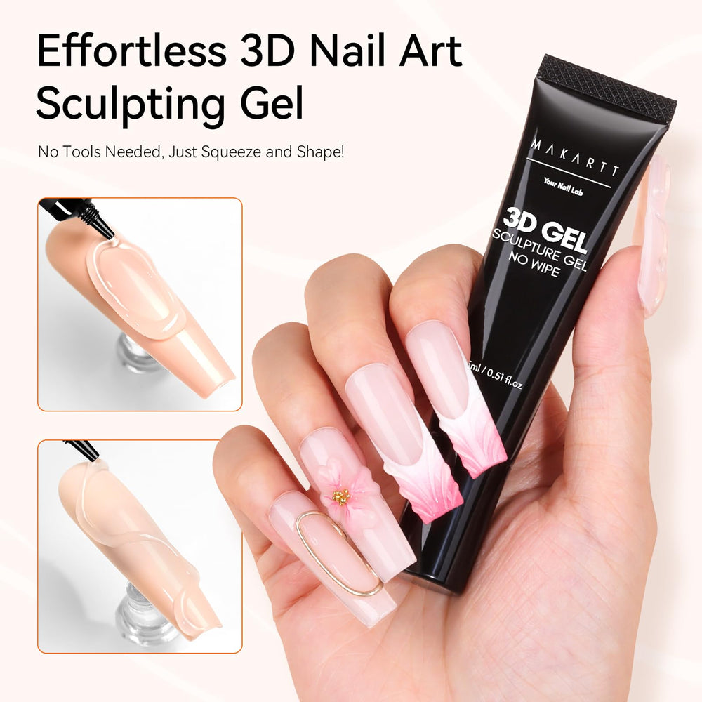 Makartt 3D gel nail art 3D pudding gel texture shown for dimensional designs