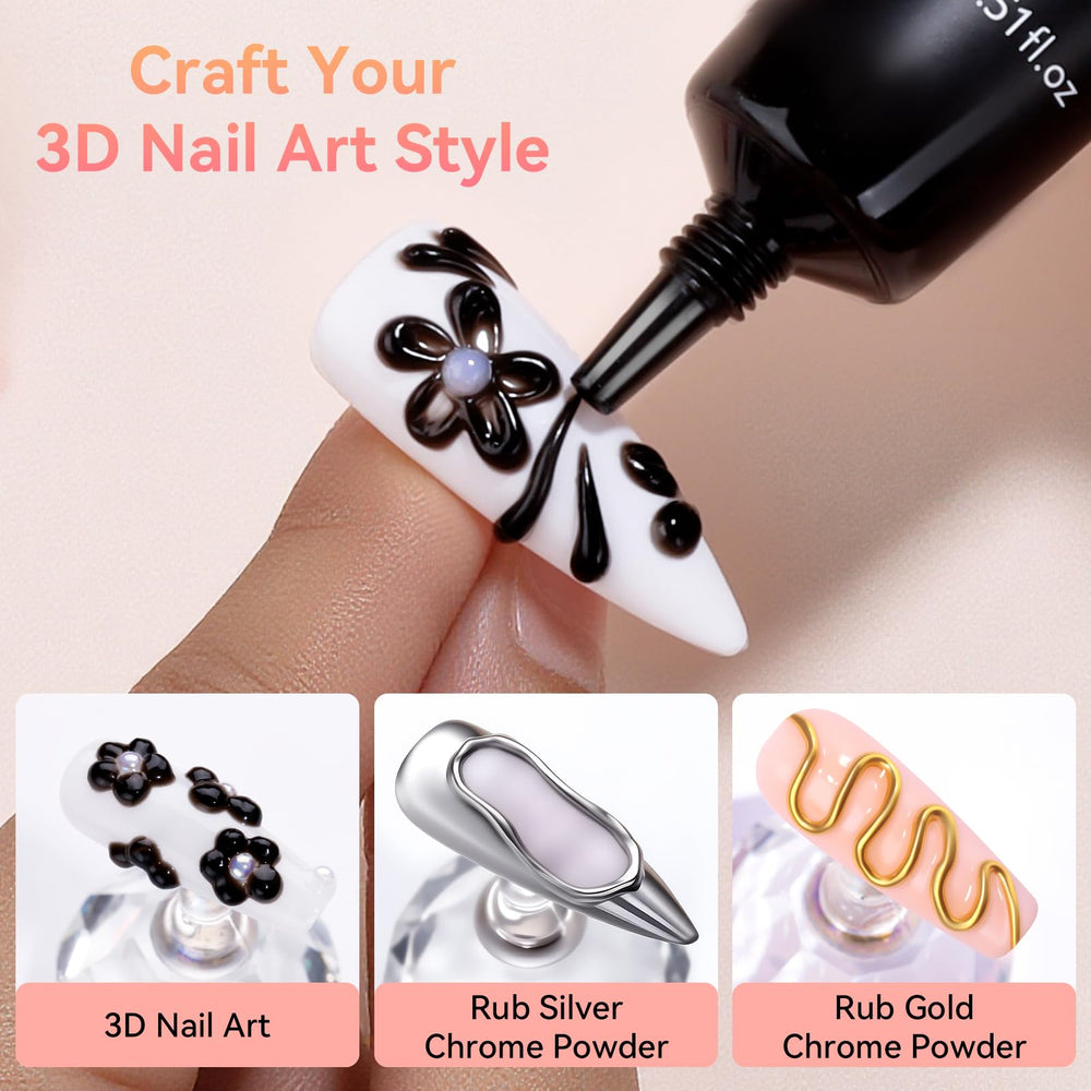 Makartt 3D gel embossed noir design for standout textures on nails.