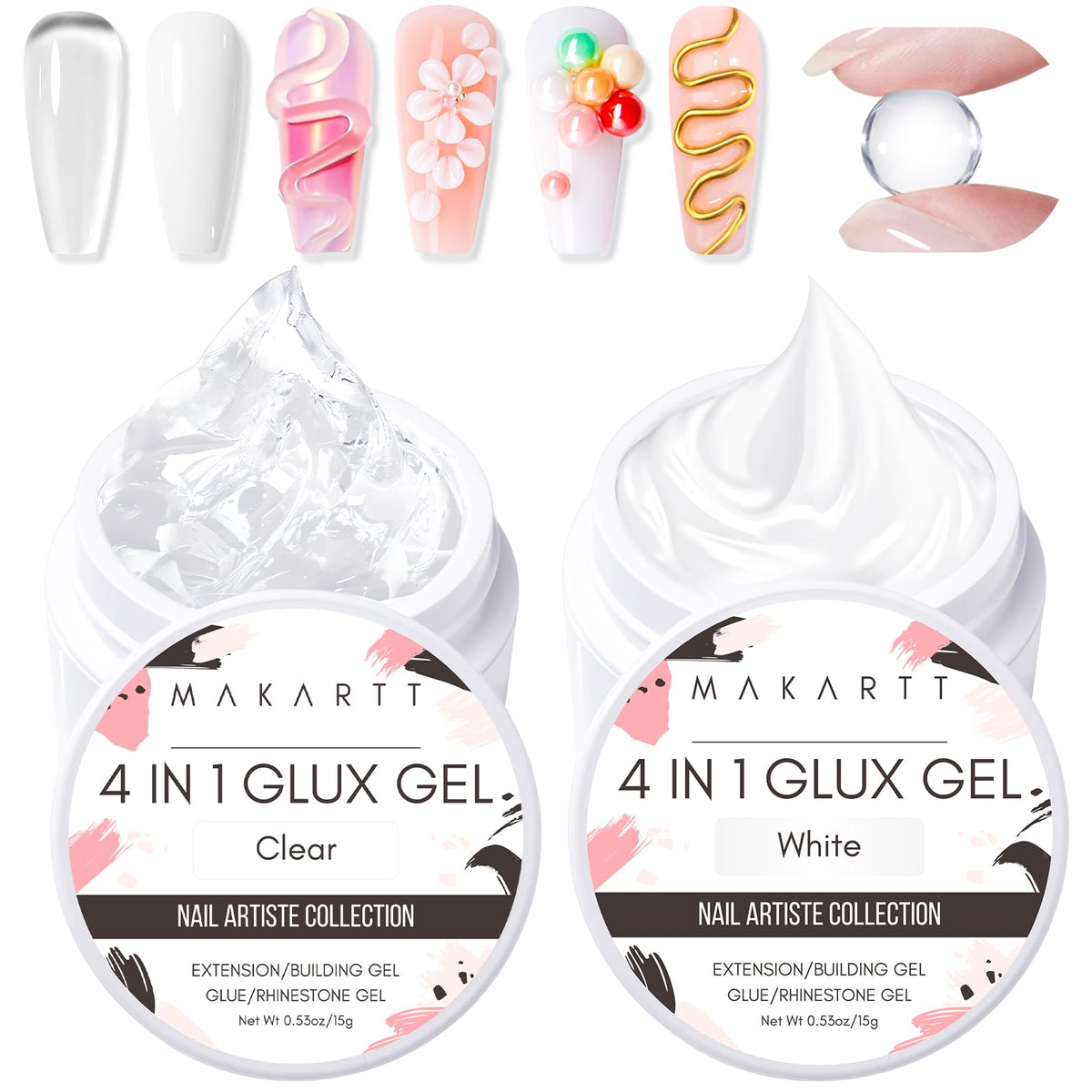 Makartt 3D gel nail art kit: clear gel for durable DIY nail extensions