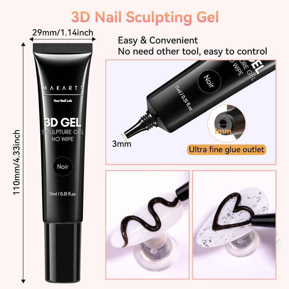 Makartt 3D gel lines and shells for unique nail motifs at home.