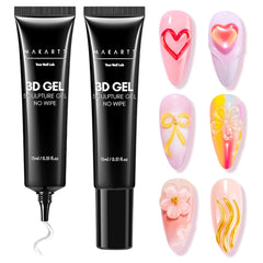 Makartt 3D gel nail art pair shows packaging and two 15g jars for long-lasting wear