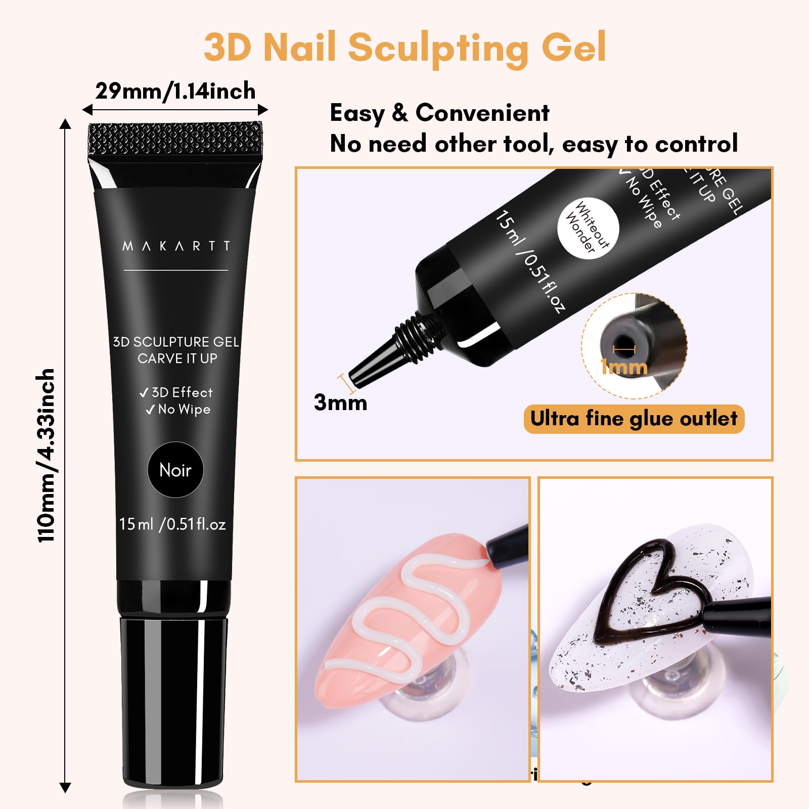 Makartt 3D Gel Noir bottle for bold sculpted designs