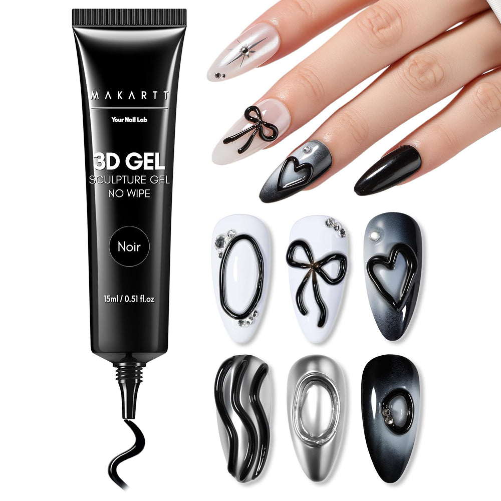 Makartt 3D gel noir sculpting bottle for precise at-home nail art.