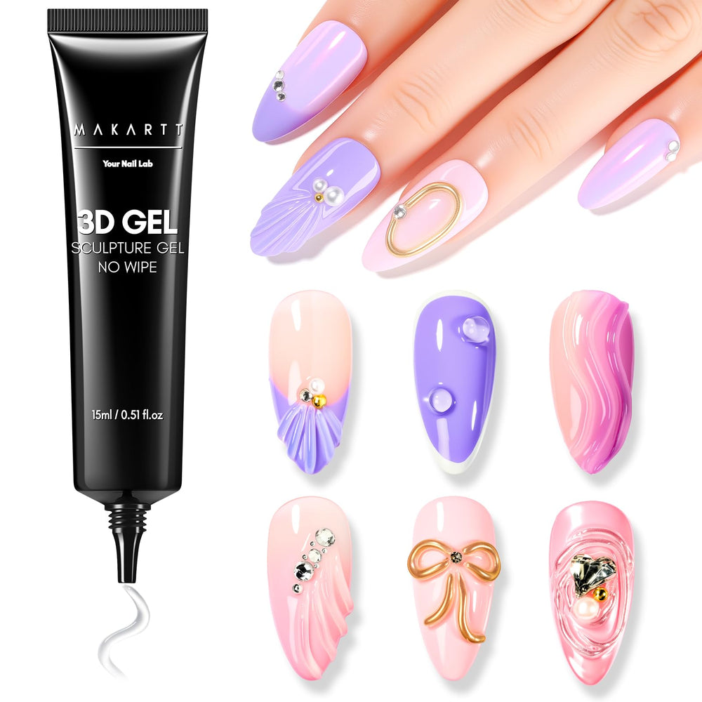Makartt 3D Gel Nail Art front view bottle for clear sculpting gel.