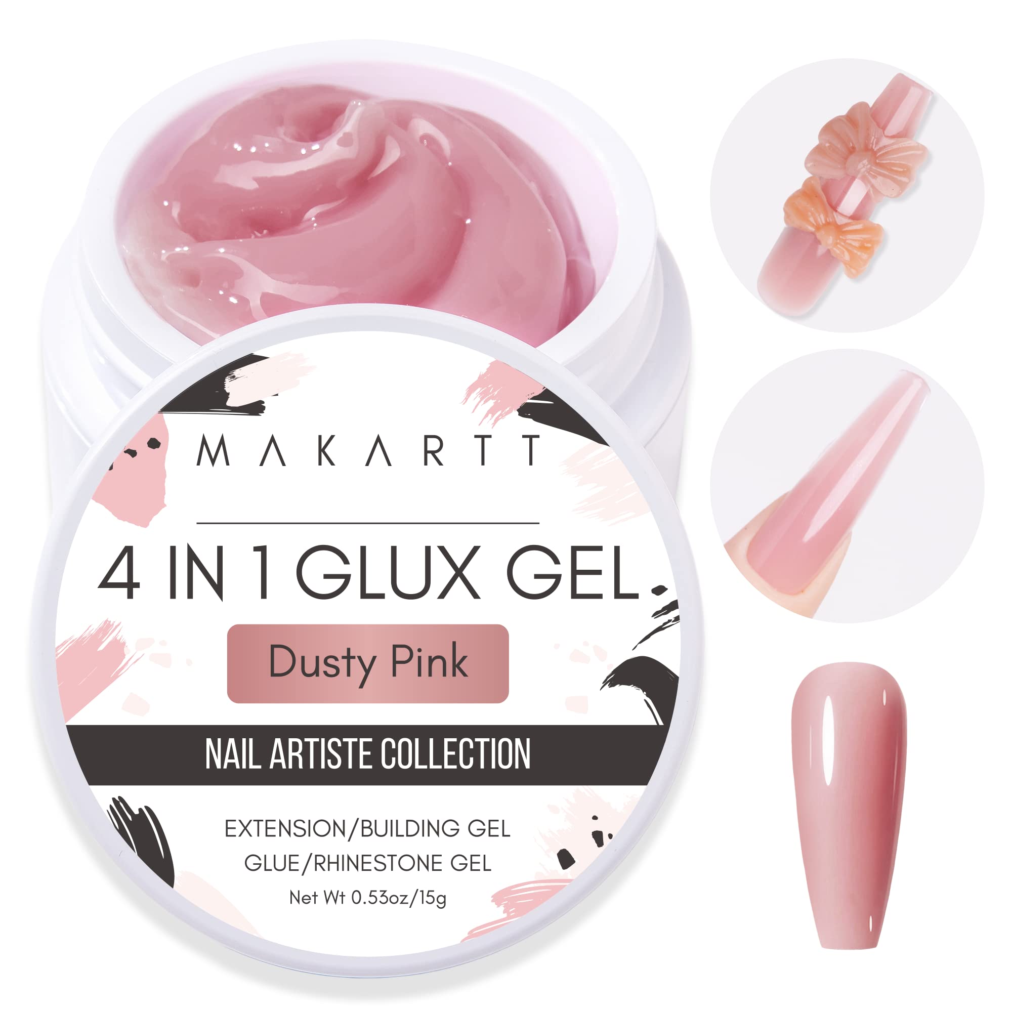 Makartt 3D gel nail builder in dusty pink for long-lasting extensions.