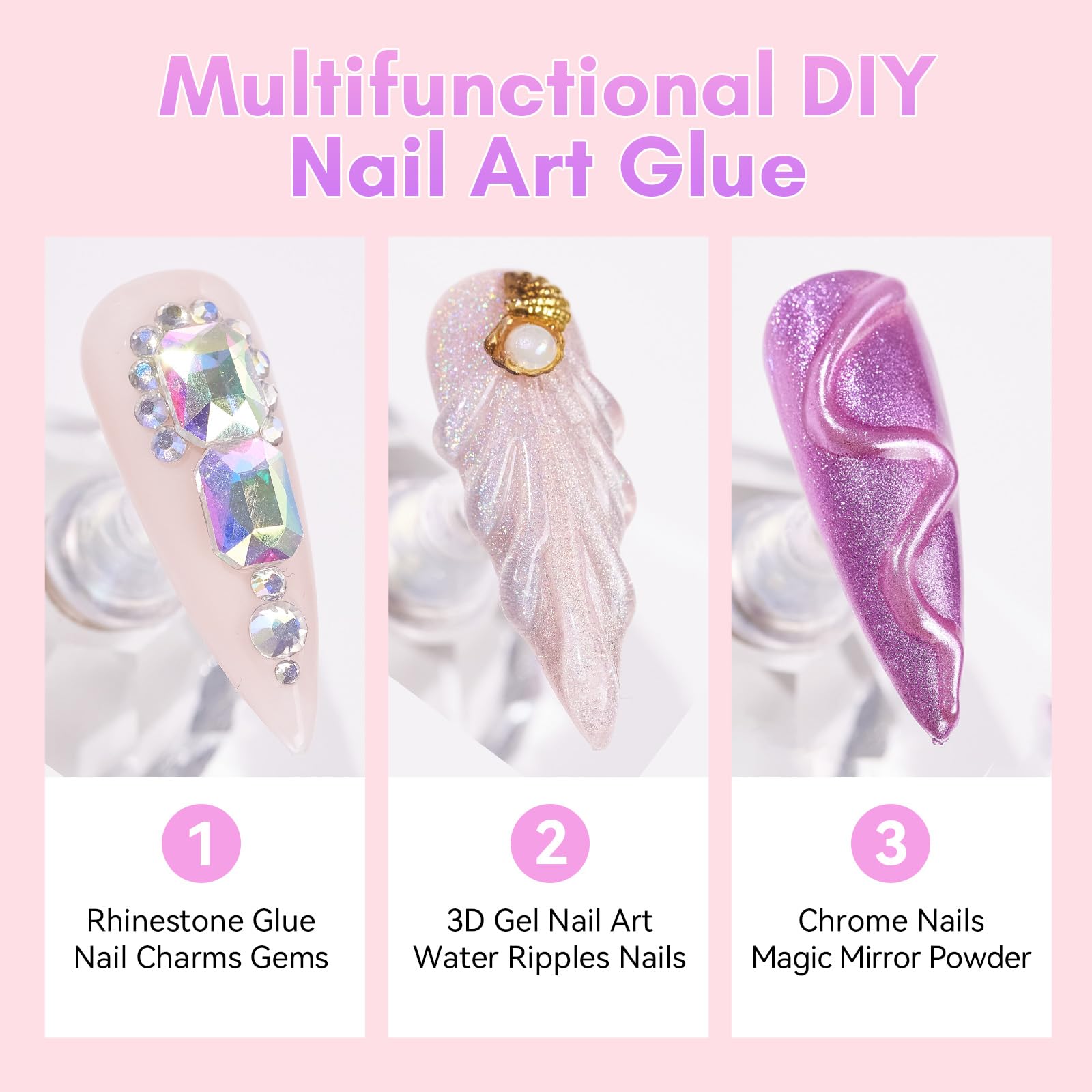 Makartt 3D nail art glue applied on nails for sparkle