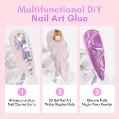 Makartt 3D nail art glue applied on nails for sparkle