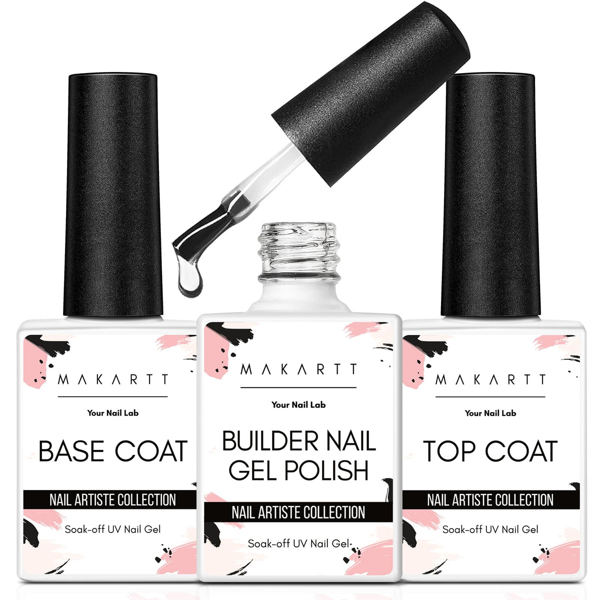 Makartt 3pc builder gel kit packaging for at-home salon results