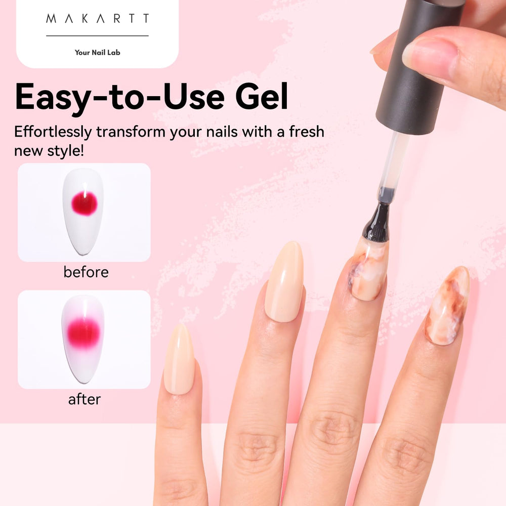 Makartt blooming gel on nails with flower art for pretty designs.
