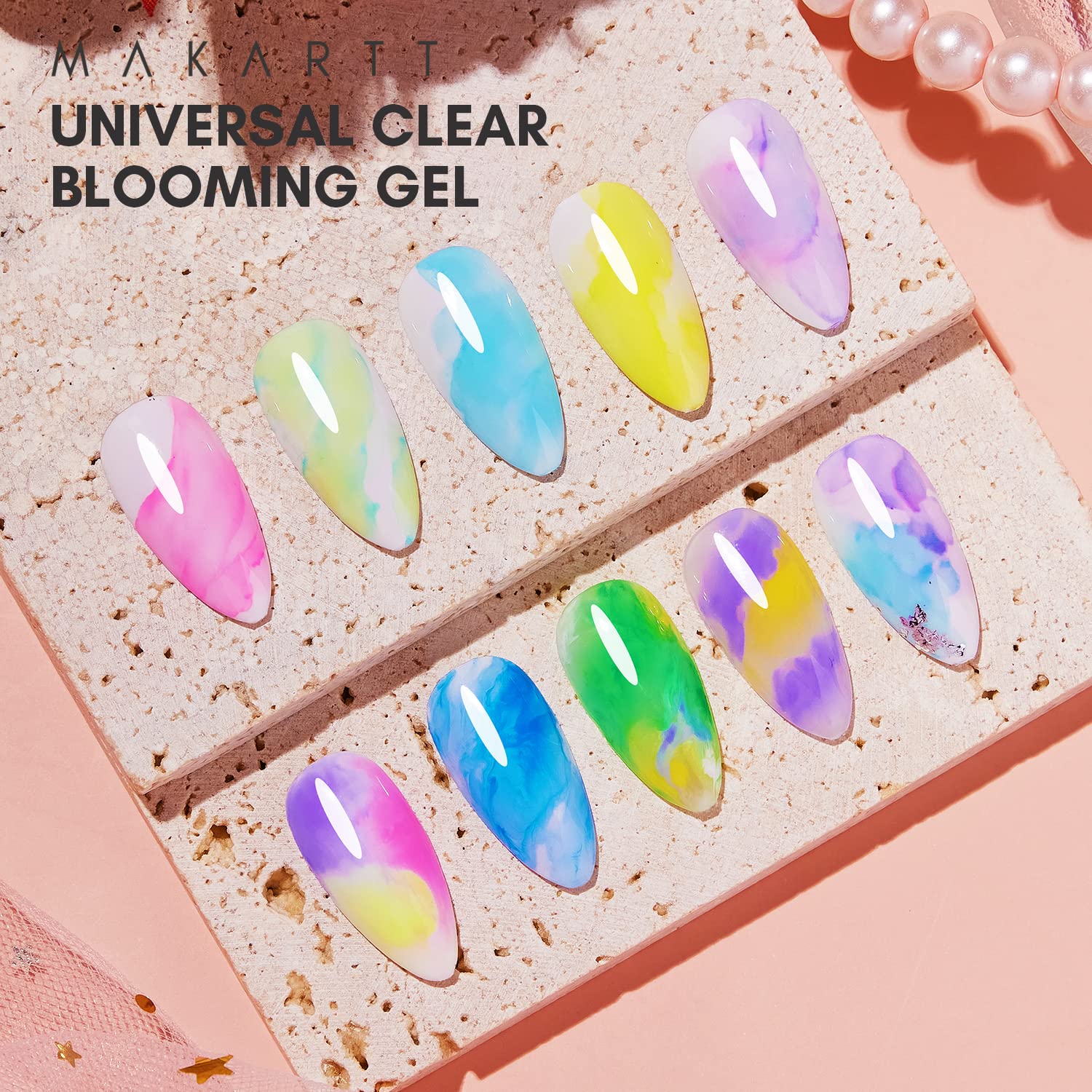 Makartt bloom gel yields smudge-resistant finish after cure.