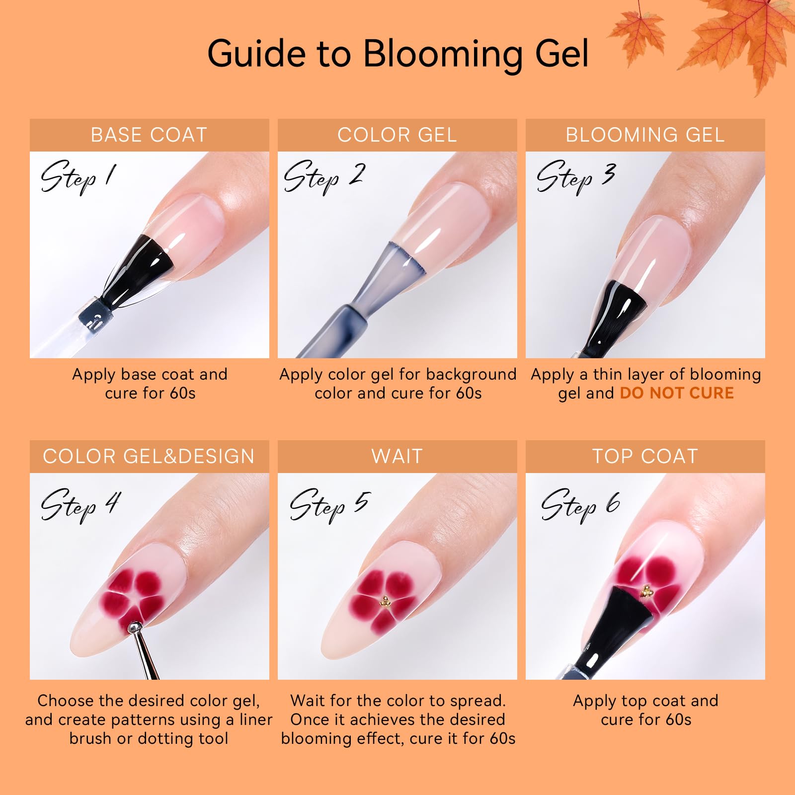 Makartt Blooming Gel set with colored polishes on nails