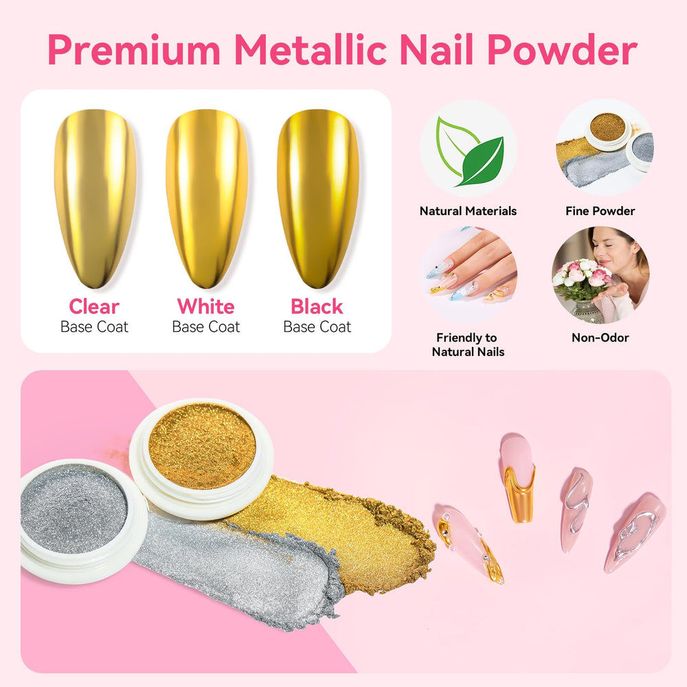 Makartt chrome powder gold for premium metallic shine