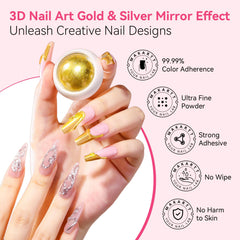 Makartt chrome nail powder in silver for a mirror-like shimmer