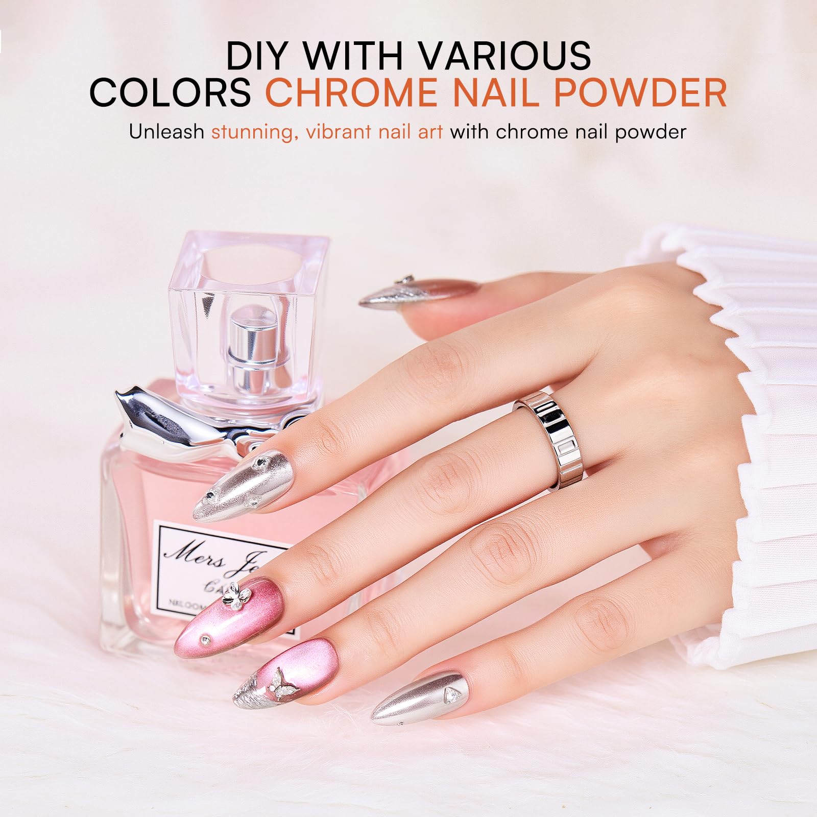 Makartt chrome powder collection adds radiant metallic shine.