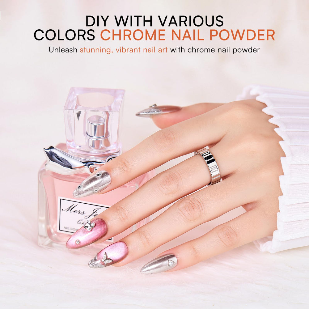 Makartt chrome powder collection adds radiant metallic shine.