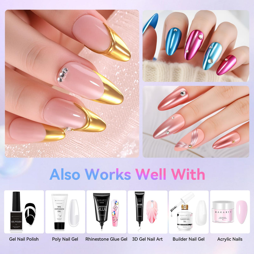 Makartt Chrome Powder System Compatible Top Coat enhances chrome shine