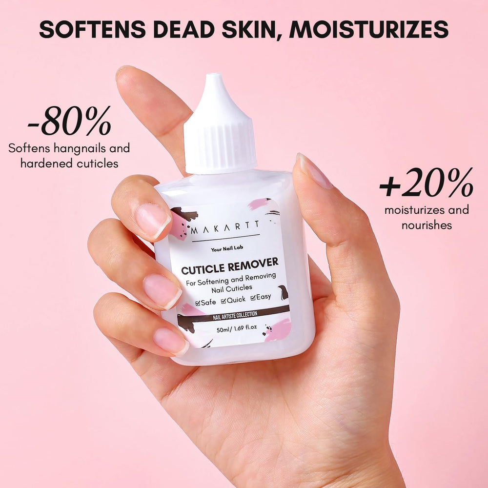 Makartt Cuticle Remover Liquid penetrates dry cuticles for fast softening.