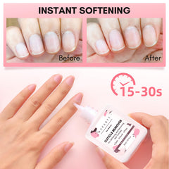 Makartt Cuticle Remover Liquid milky texture close-up for smooth nail prep.