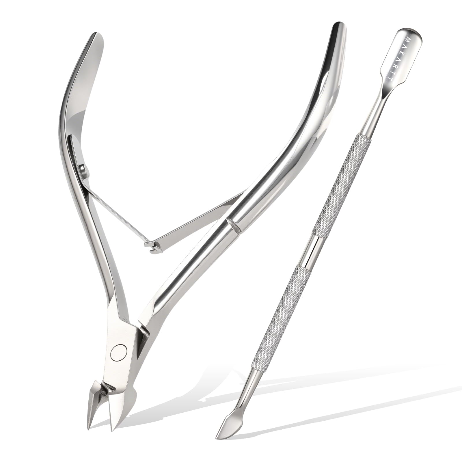 Makartt cuticle trimmer with dual spring for precise trimming and reduced fatigue.