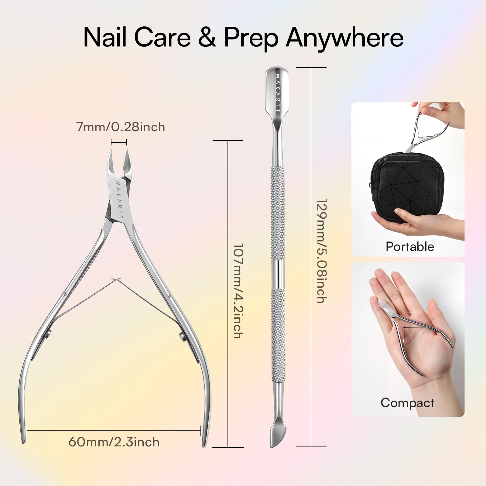 Makartt cuticle trimmer with silver finish for a sleek, modern look.