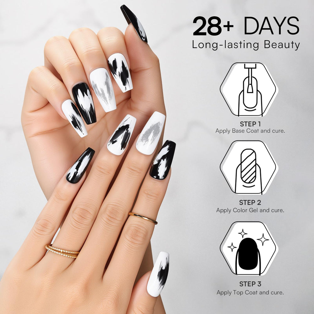 Makartt dual-color nails with noir and blanc ready for art designs