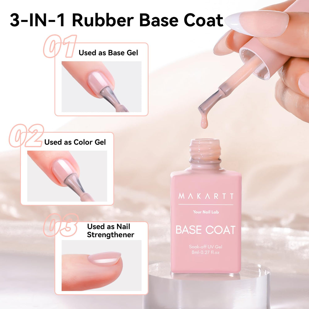 Makartt dual-function base gel color coat swatch showing natural nude finish