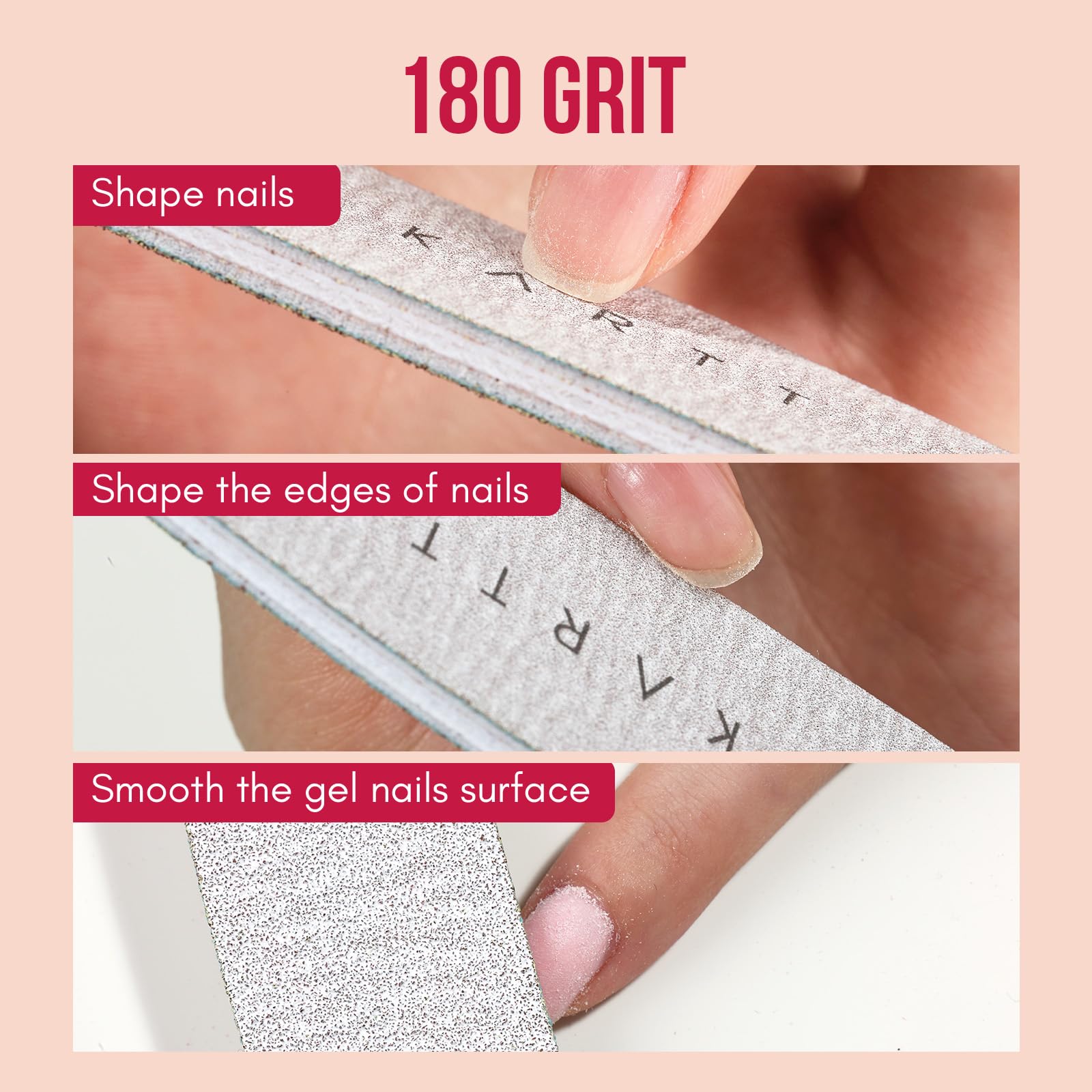 Makartt dual-sided emery board for natural and artificial nails