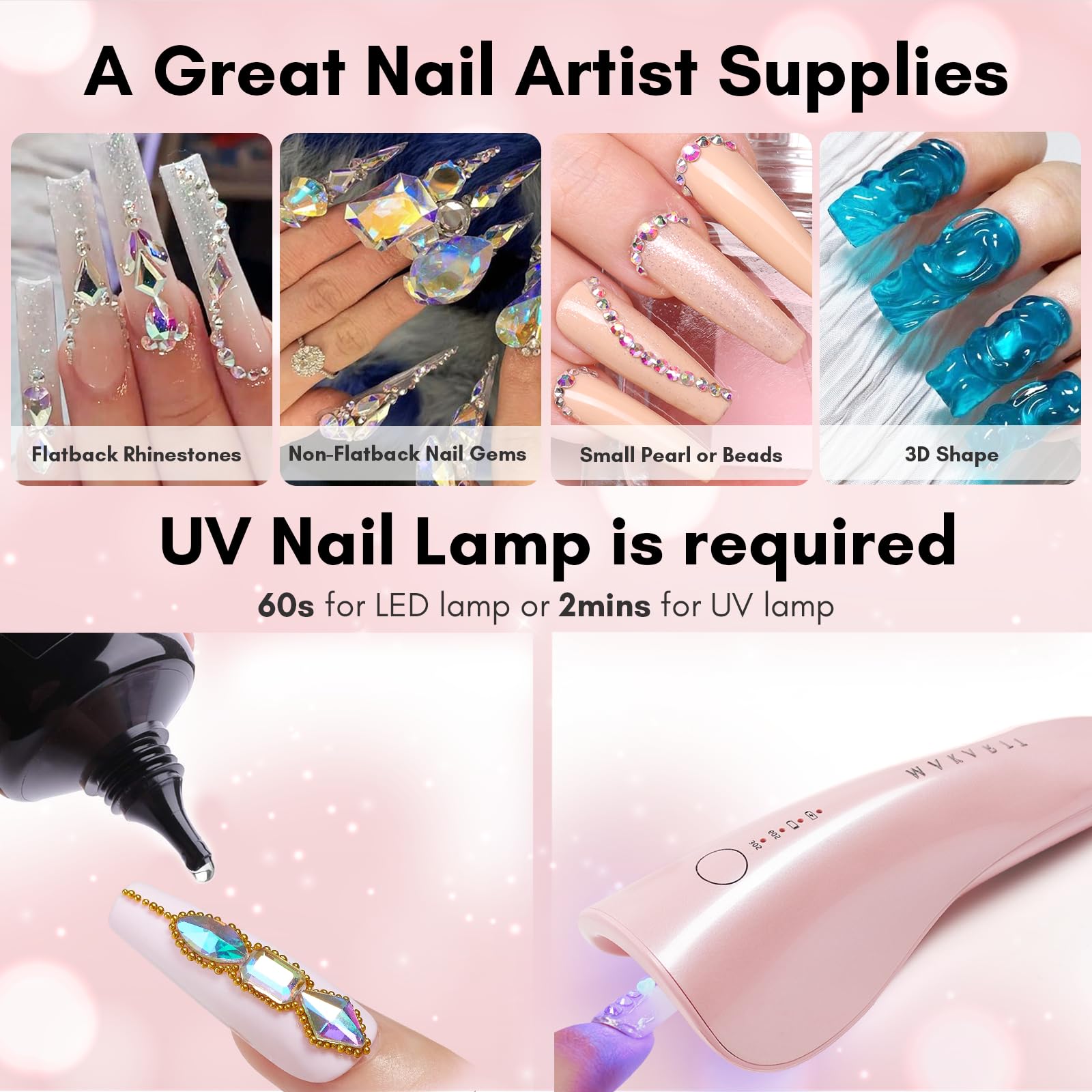 Makartt durable sticky nail glue used on rhinestones