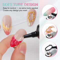 Makartt embossed designs in clear gel create crisp outlines on nails.