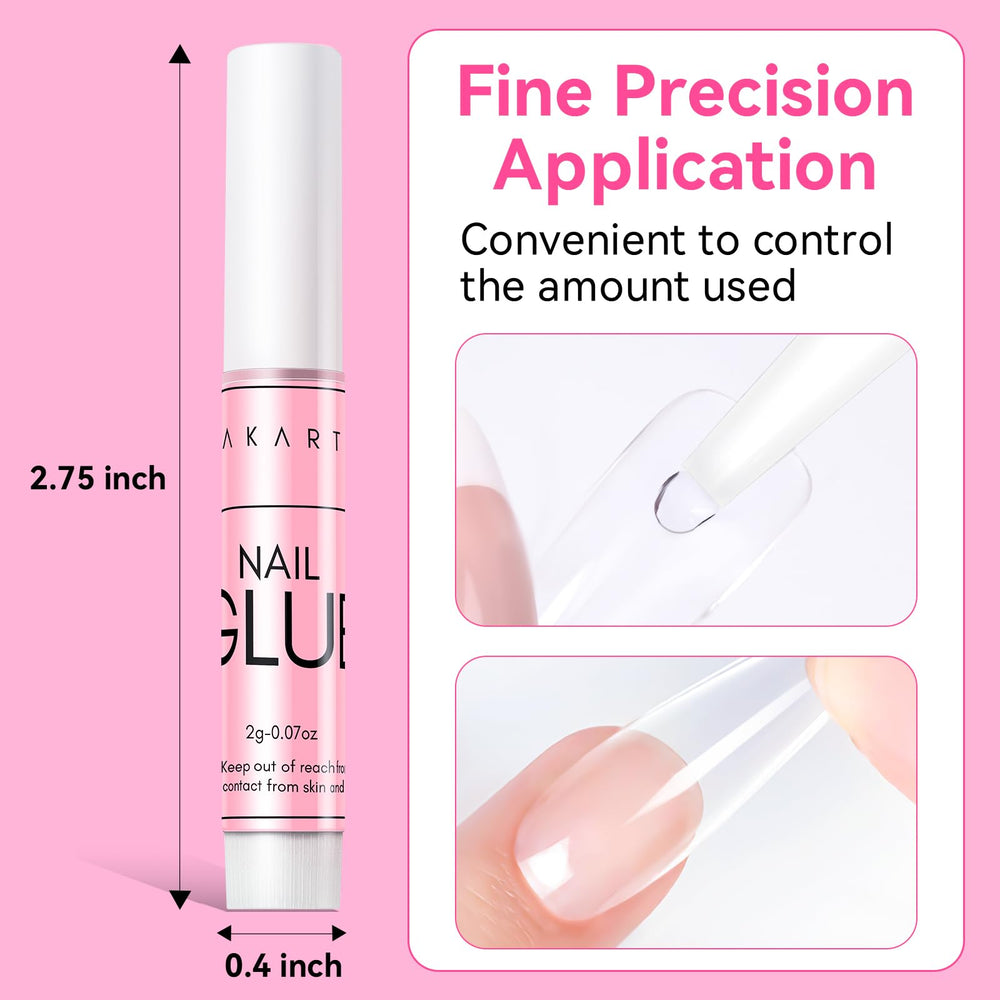 Makartt false nail glue applied to tips for versatile nail art and repairs.