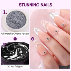 Makartt foil glue gel with chrome powder compatibility for chrome nails.