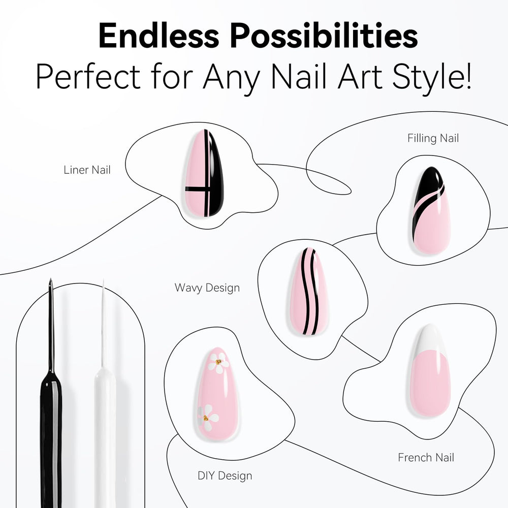 Makartt French line nail art with built-in brush for neat borders.