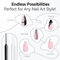 Makartt French line nail art with built-in brush for neat borders.