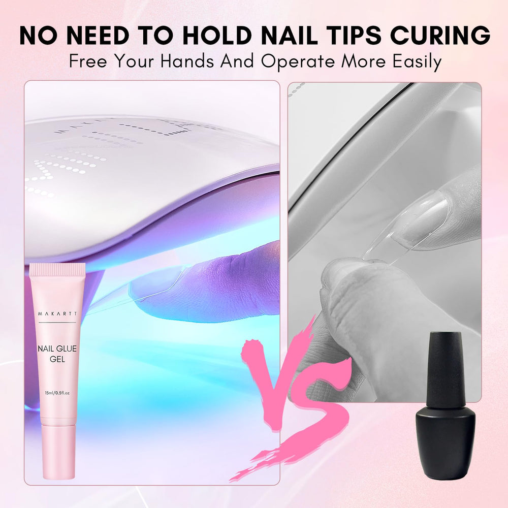 Makartt Gel Nail Glue bonds rhinestones and 3D nail art securely.