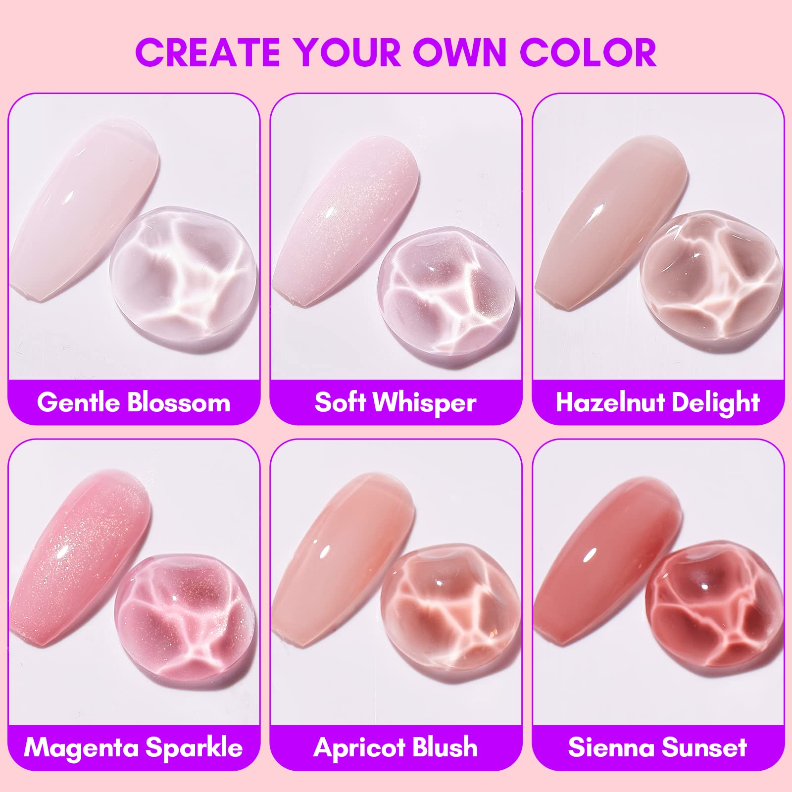 Makartt gel nail polish set milky white swatches for clean, elegant nails.