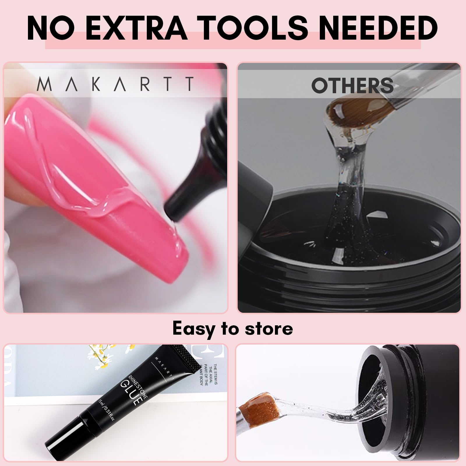 Makartt gems on nails being applied for a secure finish