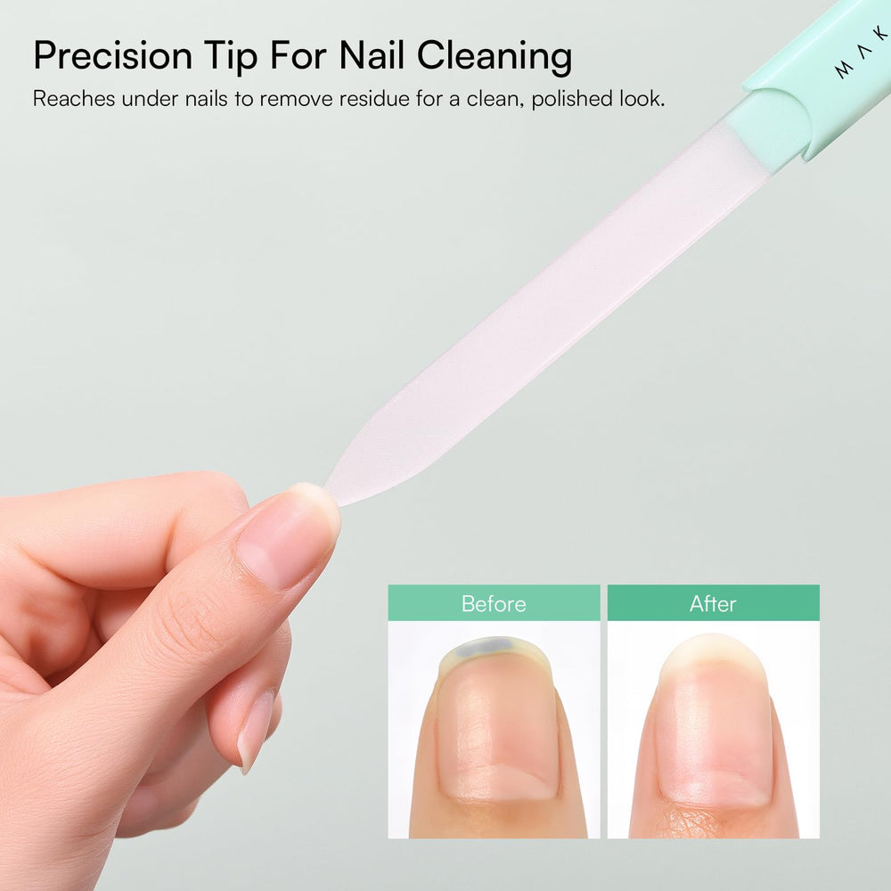 Makartt glass nail file pointed tip cleans under nails for tidy edges